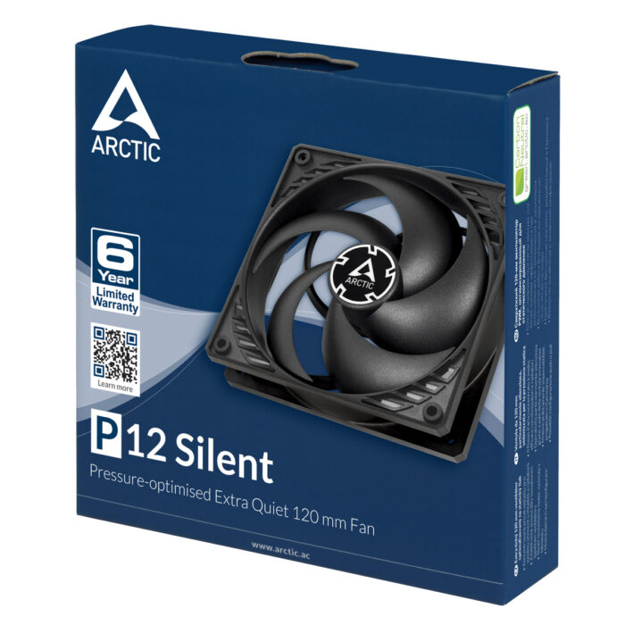 Arctic P12 Silent Pressure Optimised 12cm Case Fan, Black, Fluid Dynamic - Image 3