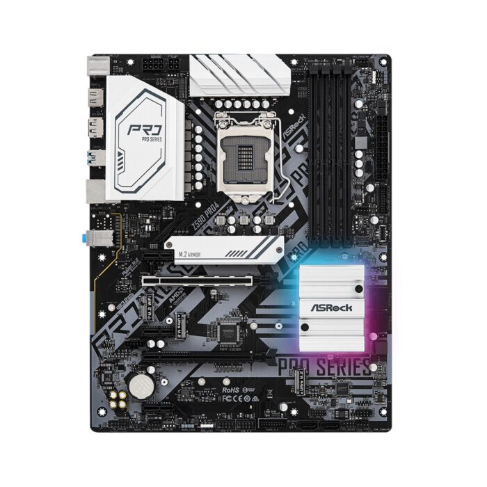 ASRock Z590 Pro4 Intel Socket 1200 ATX HDMI/Displayport USB 3.2 Type-C RGB Motherboard - Image 2