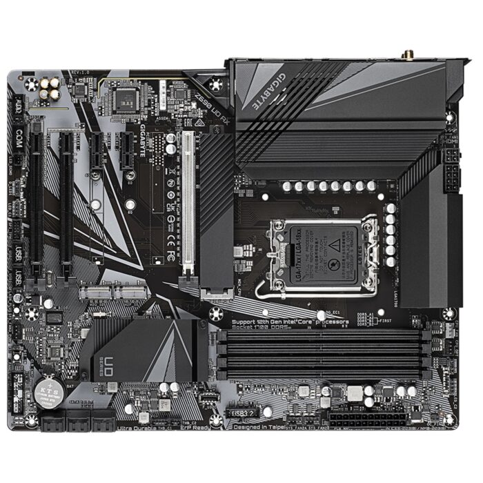 Gigabyte Z690 UD AX DDR5 Motherboard, Intel Socket 1700, 12th Gen, ATX, PCIe 5.0 Design, Ultra Performance VRM Heatsinks, 3 x PCIe 4.0 M.2 with Thermal Guard, 2.5GbE LAN, WIFI6 802.11ax, Rear USB 3.2 Gen 2x2 Type-C, Q-Flash Plus - Image 2