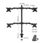 Quad Monitor Stand for 14-28" Screens, Four Screen Adjustable Mount
