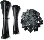 10 Pack Black Plastic Nylon Cable Ties with 10 Pieces Strong 25x25mm Self Adhesive Wire Tidy Clips Mount Base Holders for Cable Management - Image 2