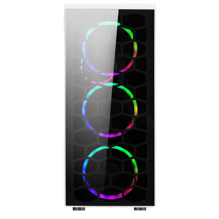 CIT Raider White 4 x Halo Spectrum RGB Fans Glass Front and Side MB SYNC - Image 3