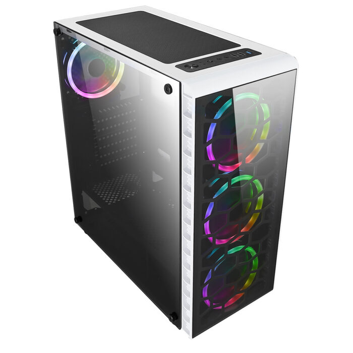 CIT Raider White 4 x Halo Spectrum RGB Fans Glass Front and Side MB SYNC - Image 4