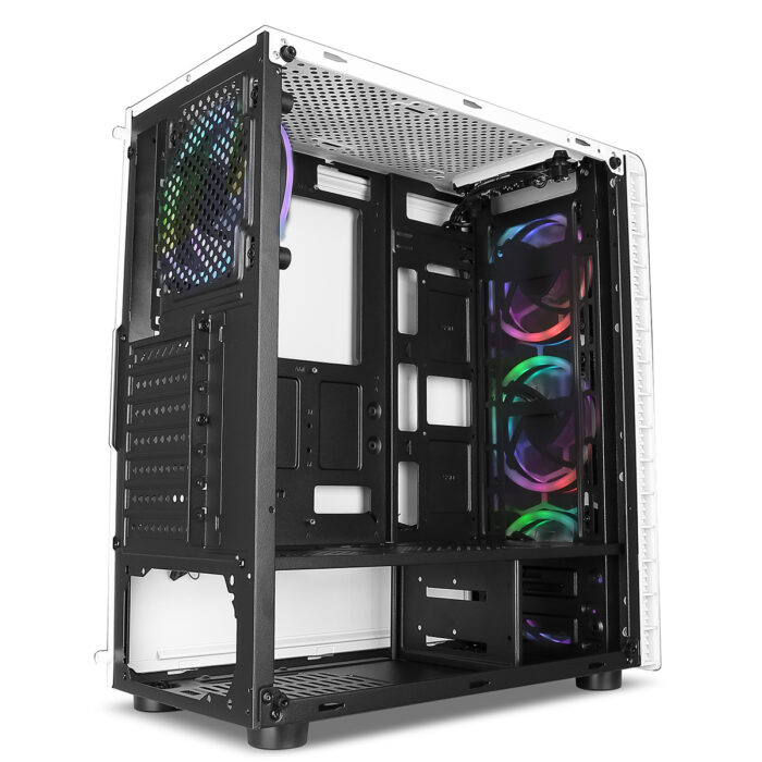 CIT Raider White 4 x Halo Spectrum RGB Fans Glass Front and Side MB SYNC - Image 5