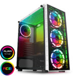 CIT Raider White 4 x Halo Spectrum RGB Fans Glass Front and Side MB SYNC