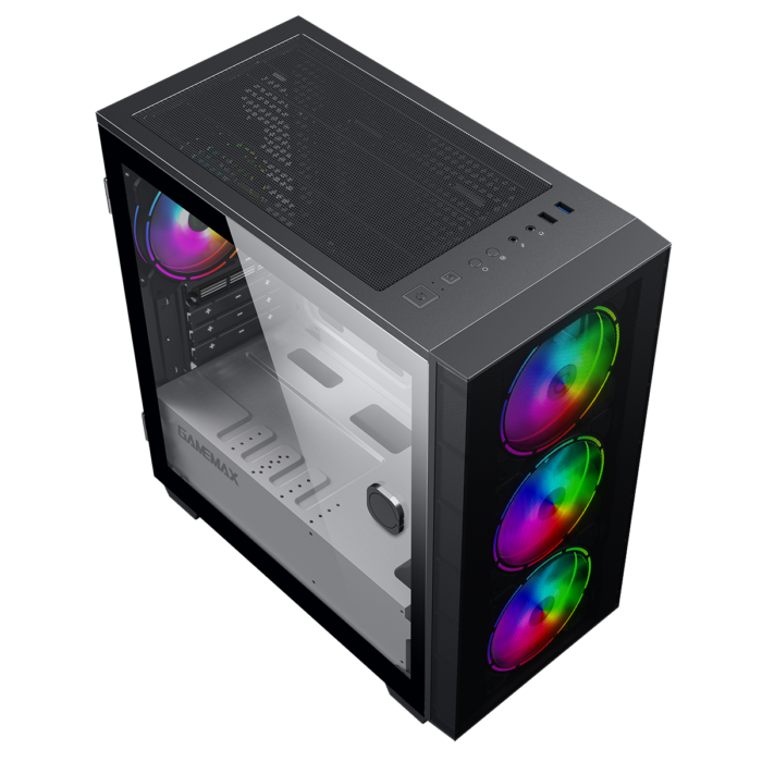 GameMax Aero Mini ARGB Case 4 x ARGB Fans Black With White Internals - Image 4