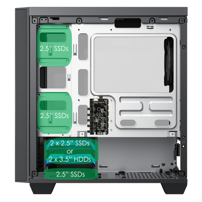 GameMax Aero Mini ARGB Case 4 x ARGB Fans Black With White Internals - Image 7