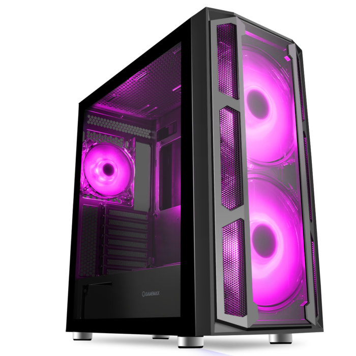 GameMax F15G Gaming Case 2x 20cm ARGB Fan 1x 12cm ARGB Fan TG Front+Side MB Sync - Image 3