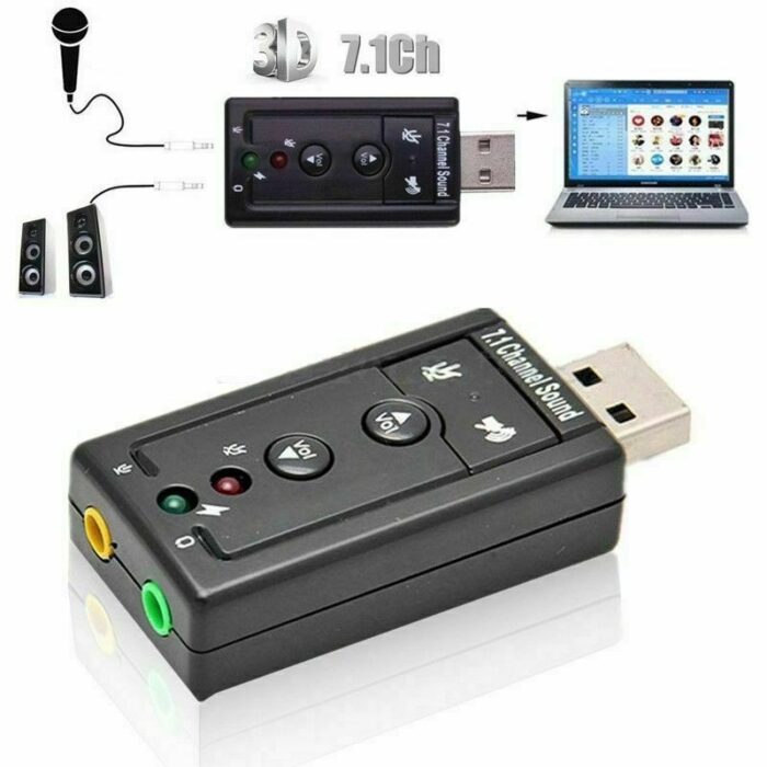Virtual 7.1 Channel 3D to USB 2.0 External Balanced Audio PC Sound Card Adapter - Image 3