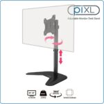 piXL Single Monitor Arm Desk Stand, Freestanding, Height Adjustable, Pivot, Swivel 360