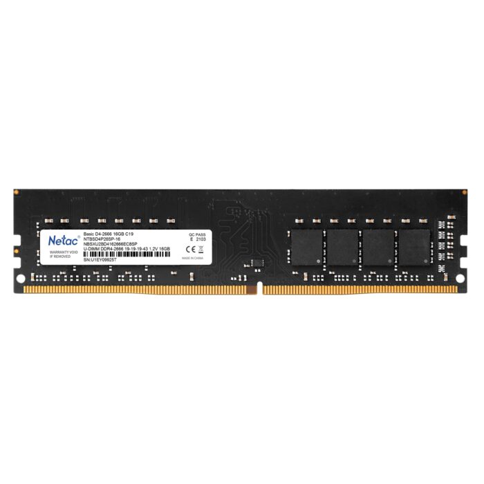 Netac 16GB DIMM System Memory, DDR4, 3200MHz, 1 x 16GB, 288 Pin, 1.35v, CL16-20-20-40 - Image 1