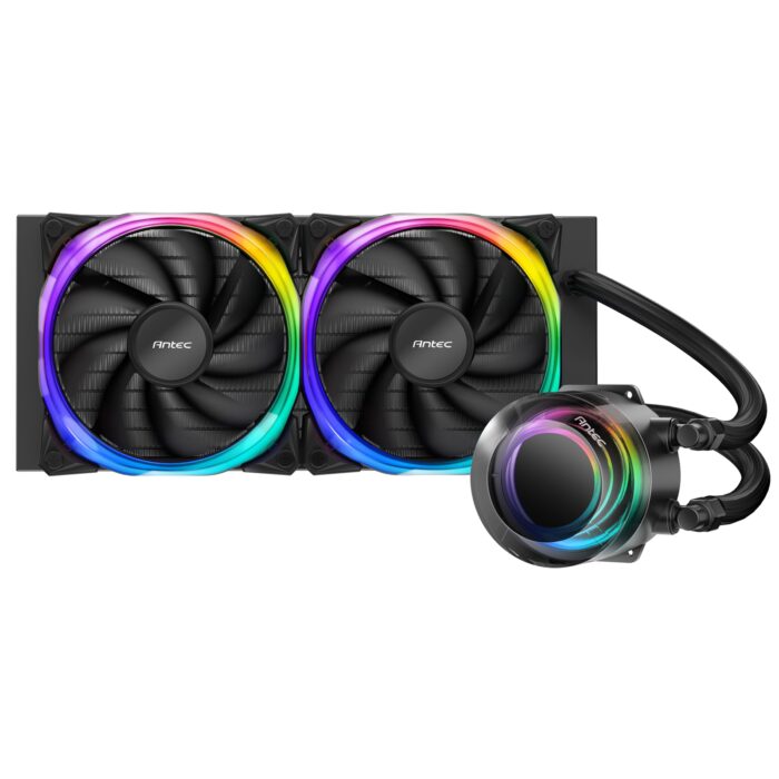 ANTEC Vortex 240 ARGB AiO Liquid CPU Cooler, Universal Socket, 240mm Radiator, PWM 2000RPM Fusion ARGB Cooling Fans, Addressable RGB LED - Image 2