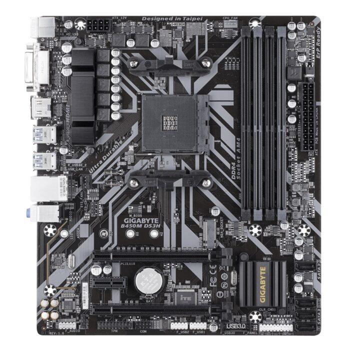Gigabyte B450M DS3H AMD Socket AM4 Micro ATX DVI-D/HDMI DDR4 USB 3.1 Motherboard - Image 2