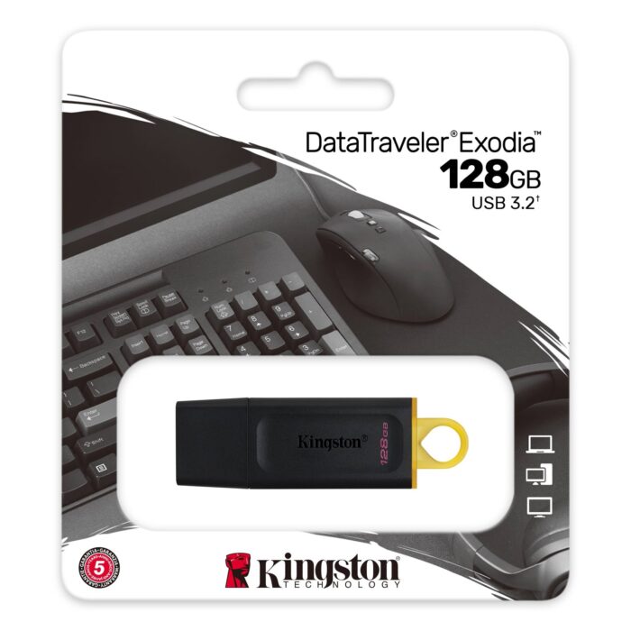 Kingston DataTraveler Exodia 128GB 1 Kingston DataTraveler Exodia 128GB USB 3.2 Blk/Yellow USB Flash Drive - Image 1