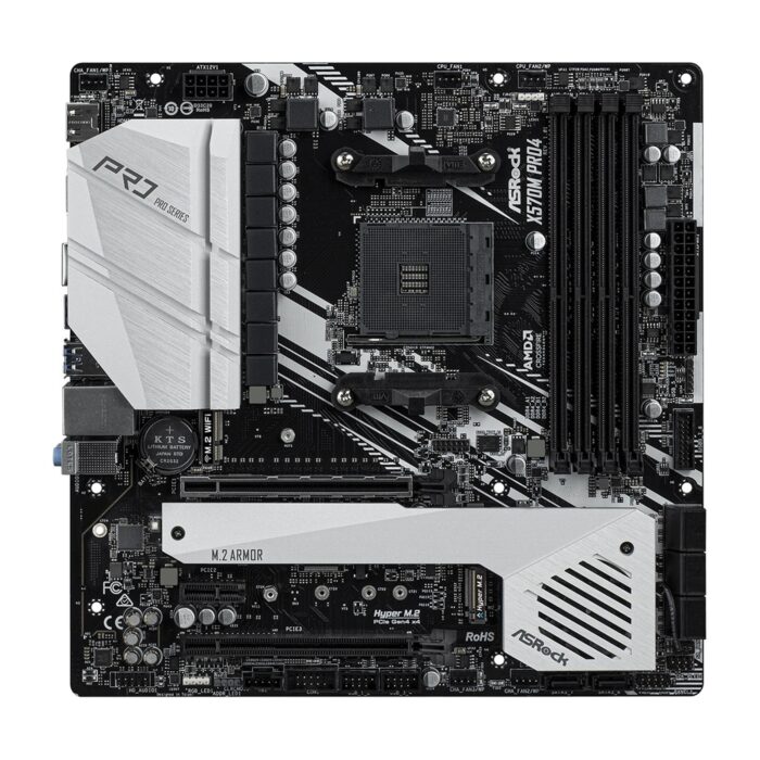 ASRock X570M PRO4 AMD Socket AM4 Micro ATX DDR4 HDMI/DisplayPort Dual M.2 USB C 3.2 Motherboard - Image 2