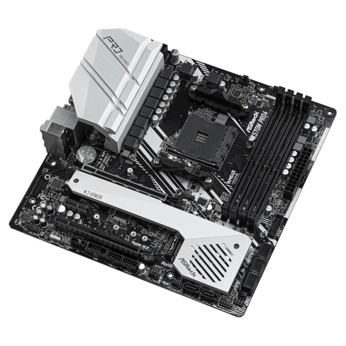 ASRock X570M PRO4 AMD Socket AM4 Micro ATX DDR4 HDMI/DisplayPort Dual M.2 USB C 3.2 Motherboard - Image 4