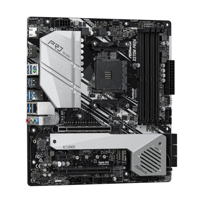 ASRock X570M PRO4 AMD Socket AM4 Micro ATX DDR4 HDMI/DisplayPort Dual M.2 USB C 3.2 Motherboard - Image 3