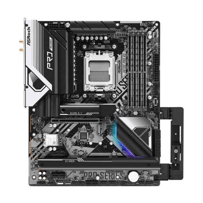 ASRock X670E Pro RS Motherboard, AMD Socket AM5, 4x DDR5 DIMMs, ATX, PCIe 5.0 x16, Blazing M.2 PCIe Gen5x4, USB 3.2 Type-C, Realtek 2.5G LAN, 802.11ax Wi-Fi 6E - Image 3