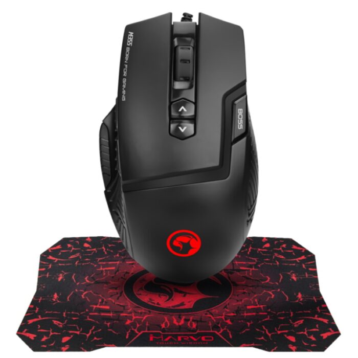 Marvo Scorpion M355 Gaming Mouse and G1 Mouse Pad, USB, Ergonomic design with 7 Colour LED, 5 Adjustable levels up to 6400 DPI, Gaming Grade Optical Sensor with 9 Programmable Buttons - Image 2