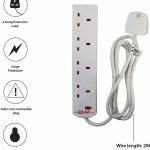 Surge Protected 4 Gang Power Extension 2M
