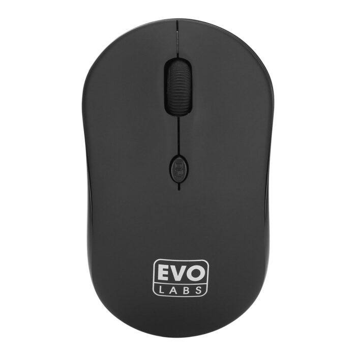 Evo Labs BTM-001 Bluetooth Mouse, 800 DPI Optical Tracking, Full Size, 3 Button with Scroll Wheel, Ambidextrous Design, Matte Black - Image 2