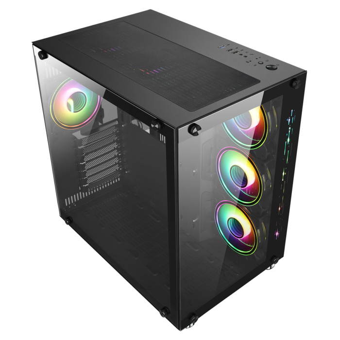 GamMax DS360 Glass Gaming Case 6 x Infinity ARGB Fans Hub - Image 4