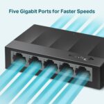 TP-LINK (LS1005G) 5-Port Gigabit Unmanaged Desktop LiteWave Switch, Green Technology, Plastic Case - Image 4