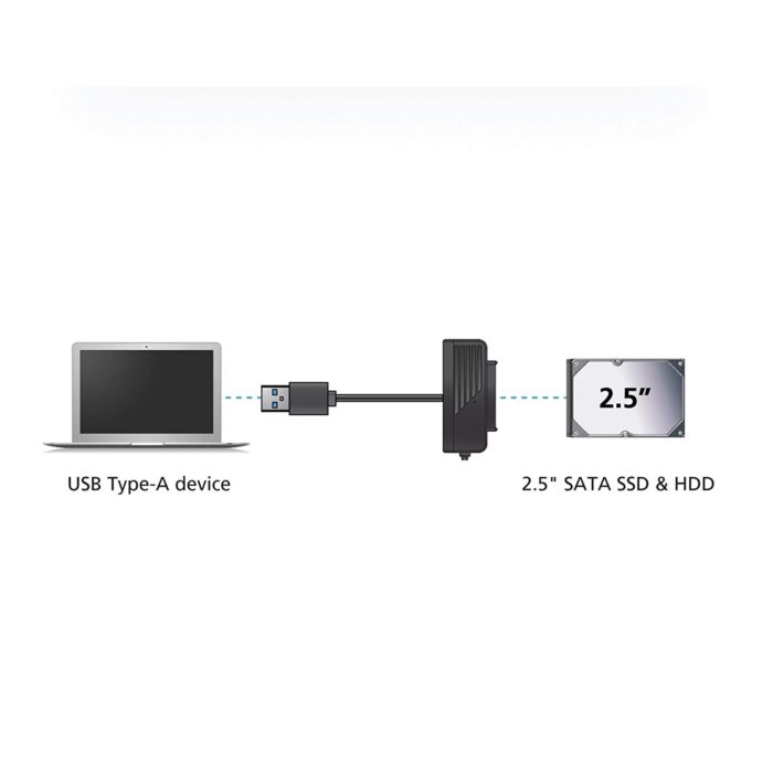 AKASA AK-AU3-07BK Data Cable, USB 3.1 Gen 1 Type-A (M) to 2.5" SATA (M), 5Gbps Data, For 2.5" SATA SSD & HDD, Plug-and-Play - Image 2