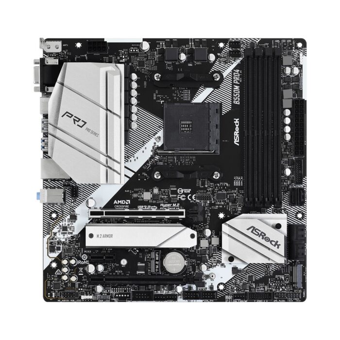 ASRock B550M Pro4 0 ASRock B550M Pro4 AMD Socket AM4 Micro ATX HDMI/DisplayPort/VGA Dual M.2 USB C 3.2 Motherboard - Image 2