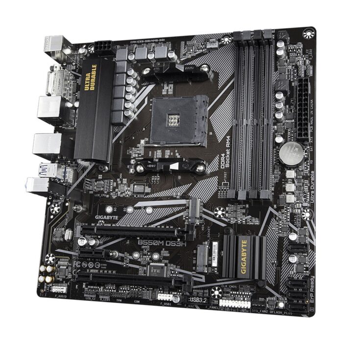 Gigabyte B550M DS3H 0 Gigabyte B550M DS3H AMD Socket AM4 Micro ATX DVI/HDMI USB 3.2 M.2 Motherboard - Image 2