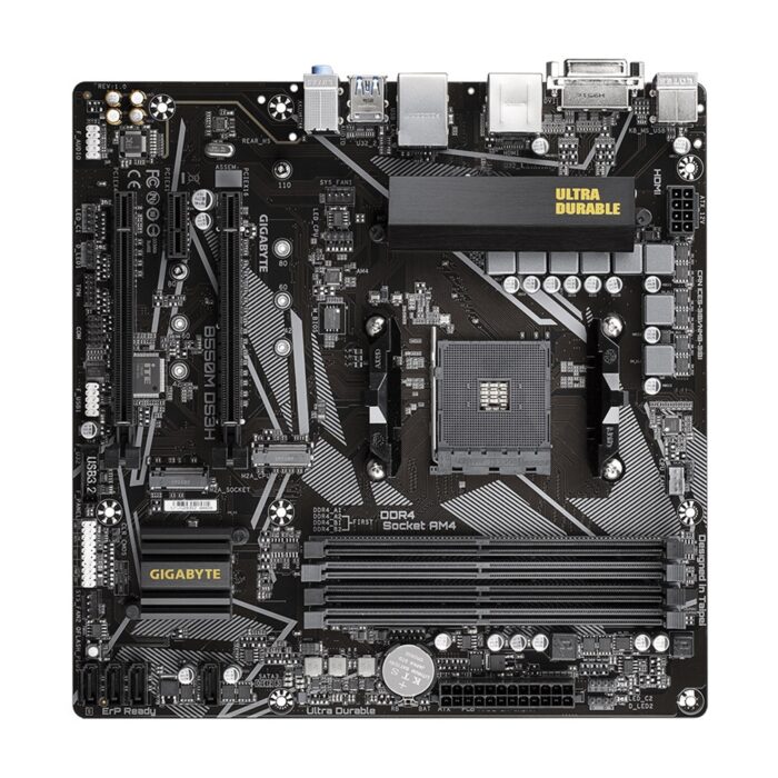 Gigabyte B550M DS3H 1 Gigabyte B550M DS3H AMD Socket AM4 Micro ATX DVI/HDMI USB 3.2 M.2 Motherboard - Image 3