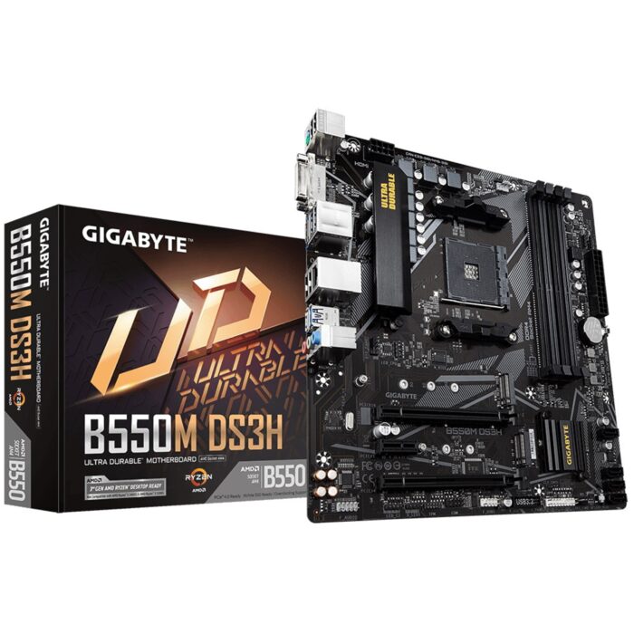 Gigabyte B550M DS3H Gigabyte B550M DS3H AMD Socket AM4 Micro ATX DVI/HDMI USB 3.2 M.2 Motherboard - Image 1