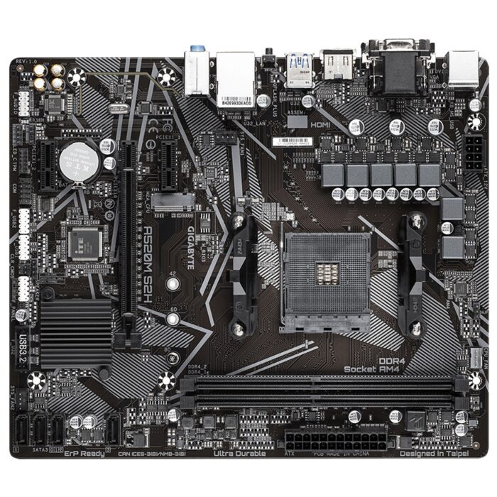Gigabyte A520M S2H AMD Socket AM4 Micro ATX HDMI/DVI/VGA USB 3.2 Gen1 M.2 Motherboard - Image 3