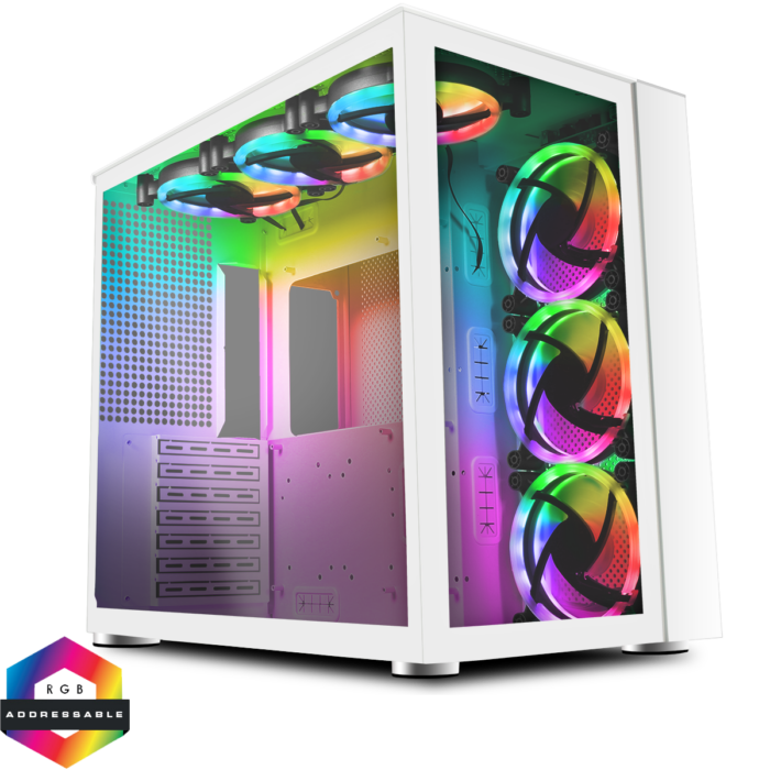 GameMax Infinity GameMax Infinity Mid-Tower ATX PC White Gaming Case Bundle With 6 x ARGB Fans Included - Image 1