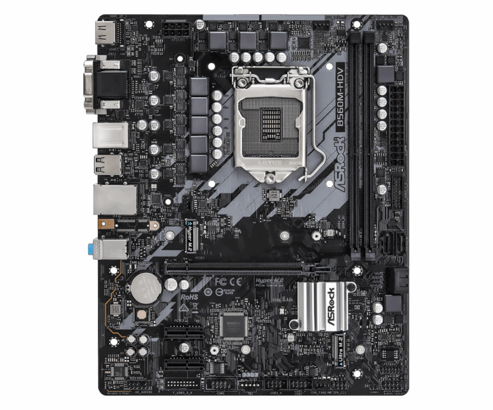 Asrock B560M-HDV/M.2, Intel B560, 1200, Micro ATX, 2 DDR4, VGA, DVI, HDMI, 1x M.2 - Image 3
