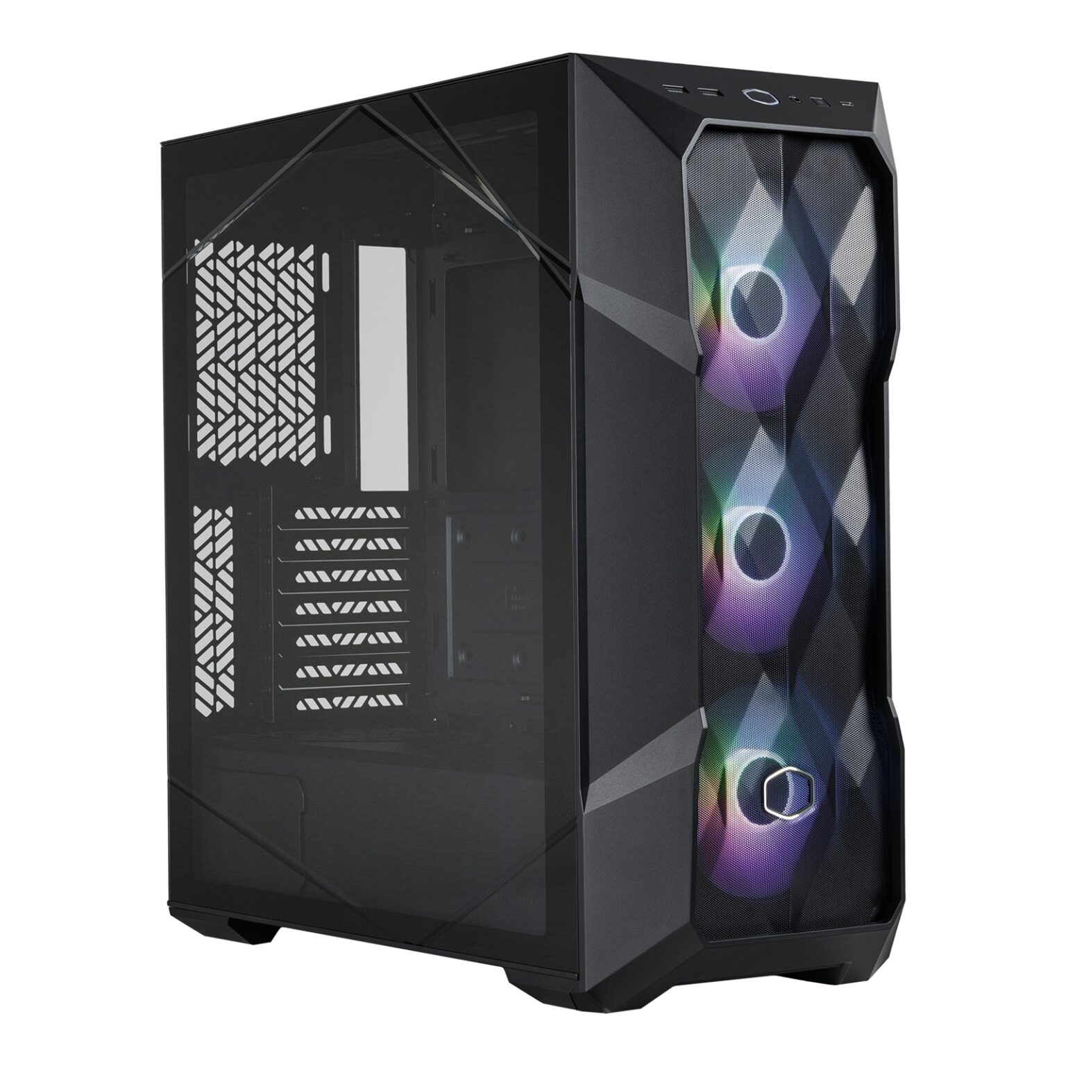 CIT Level 1 Black Micro-ATX Mesh PC Gaming Case with 3 x 120mm RGB ...