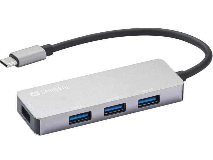 Sandberg External 4-Port USB Sandberg External 4-Port USB-A Hub - USB-C Male, 1x USB 3.0, 3x USB 2.0, Aluminium - Image 1