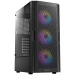 ANTEC AX20 Case, Black, Mid Tower, Mesh Design for Massive Airflow, 3 x RGB Fans