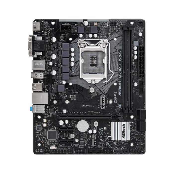 ASRock H470M-HDV/M.2 Intel Socket 1200 Micro ATX HDMI/VGA/DVI USB 3.2 Gen1 M.2 Motherboard - Image 2
