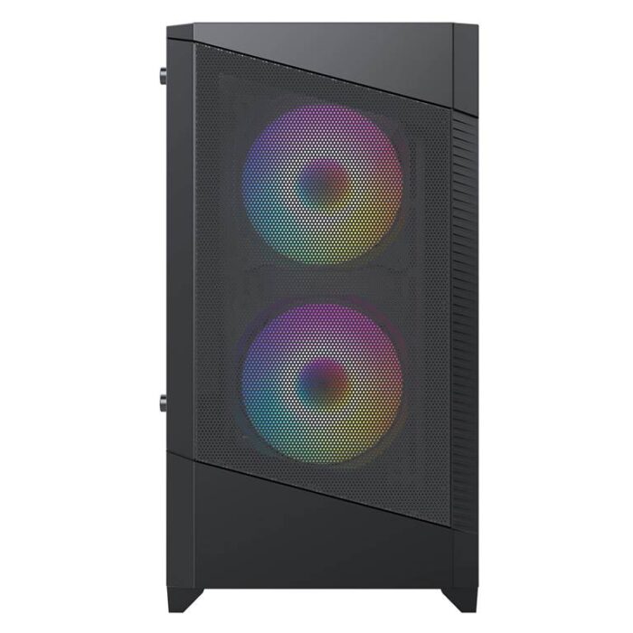 CIT-Level-1-Black-0 CIT Level 1 Black Micro-ATX Mesh PC Gaming Case with 3 x 120mm RGB Rainbow Fans Included - Image 2