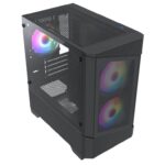 CIT Level 1 Black Micro-ATX Mesh PC Gaming Case with 3 x 120mm RGB Rainbow Fans Included - Image 3