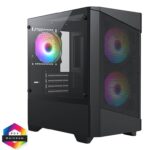 CIT Level 1 Black Micro-ATX Mesh PC Gaming Case with 3 x 120mm RGB Rainbow Fans Included