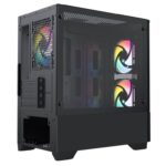 CIT Level 1 Black Micro-ATX Front Glas PC Gaming Case with 3 x 120mm RGB Rainbow Fans Included - Image 4