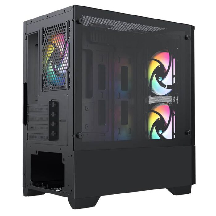 CIT-Level-1-Black-2 CIT Level 1 Black Micro-ATX Mesh PC Gaming Case with 3 x 120mm RGB Rainbow Fans Included - Image 4