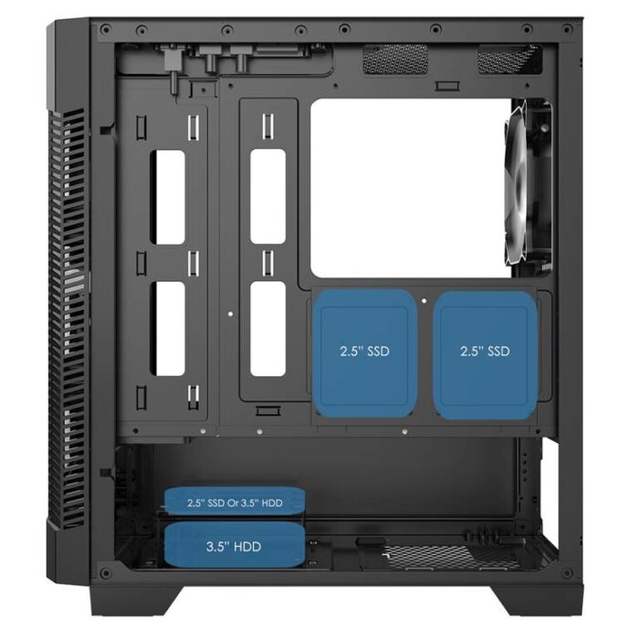 CIT-Level-1-Black-3 CIT Level 1 Black Micro-ATX Mesh PC Gaming Case with 3 x 120mm RGB Rainbow Fans Included - Image 5