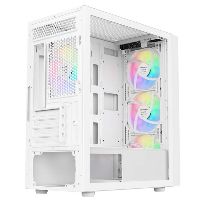 CIT Luna White Micro-ATX PC Gaming Case with 4 x 120mm Infinity ARGB Fans Included - Image 4