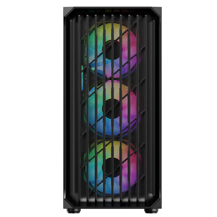 CIT Saturn Black Micro-ATX PC Gaming Case with 4 x 120mm Infinity ARGB Fans - Image 2