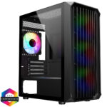CIT Saturn Black Micro-ATX PC Gaming Case with 4 x 120mm Infinity ARGB Fans