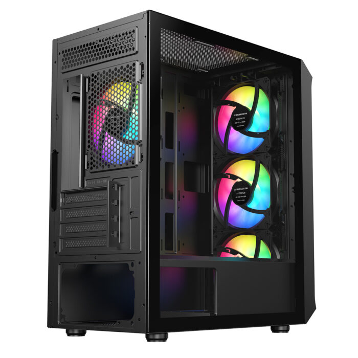 CIT Saturn Black Micro-ATX PC Gaming Case with 4 x 120mm Infinity ARGB Fans - Image 5