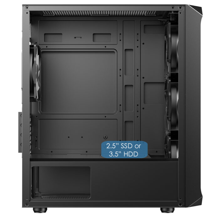 CIT Saturn Black Micro-ATX PC Gaming Case with 4 x 120mm Infinity ARGB Fans - Image 6